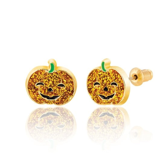 Halloween Glitter Pumpkin Stud