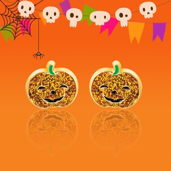 Halloween Glitter Pumpkin Stud