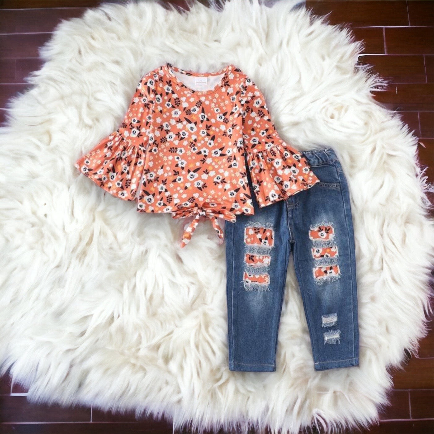 Coral Floral Denim Set