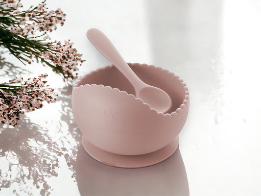 Wavy Bowl & Spoon Set (blush)