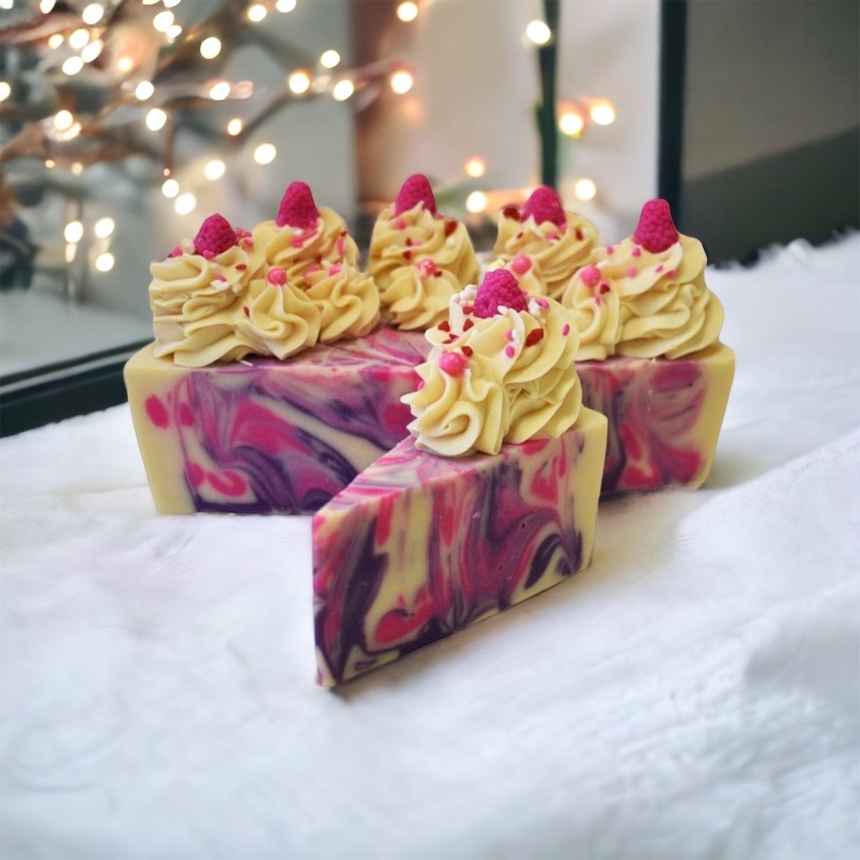 Black Raspberry Vanilla Sliced Soap Cake