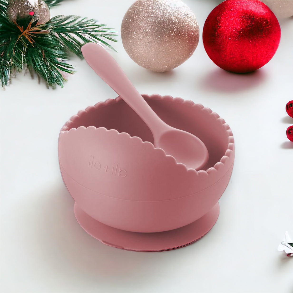 Wavy Bowl & Spoon Set (dusty rose)