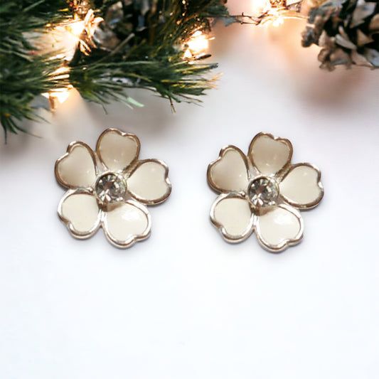 White Flower Earrings