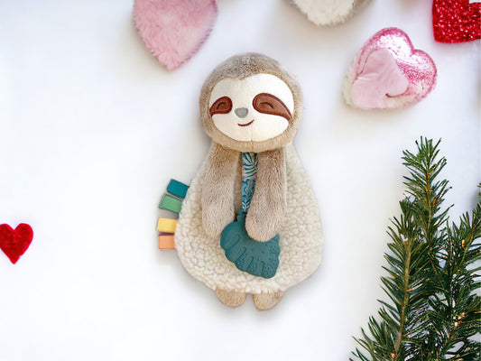 Itzy Lovey Sloth Plush with Teether