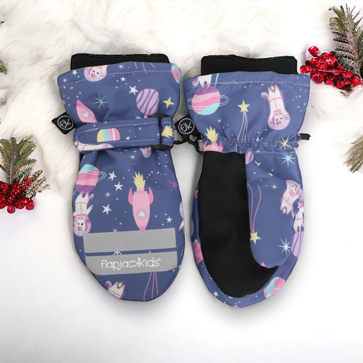 Water Repellant Ski Mittens Unicorn Indigo