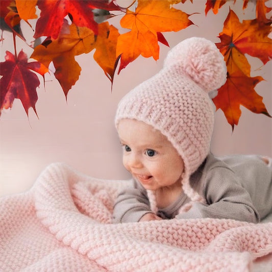 Knit Bonnet & Blanket Set Pink