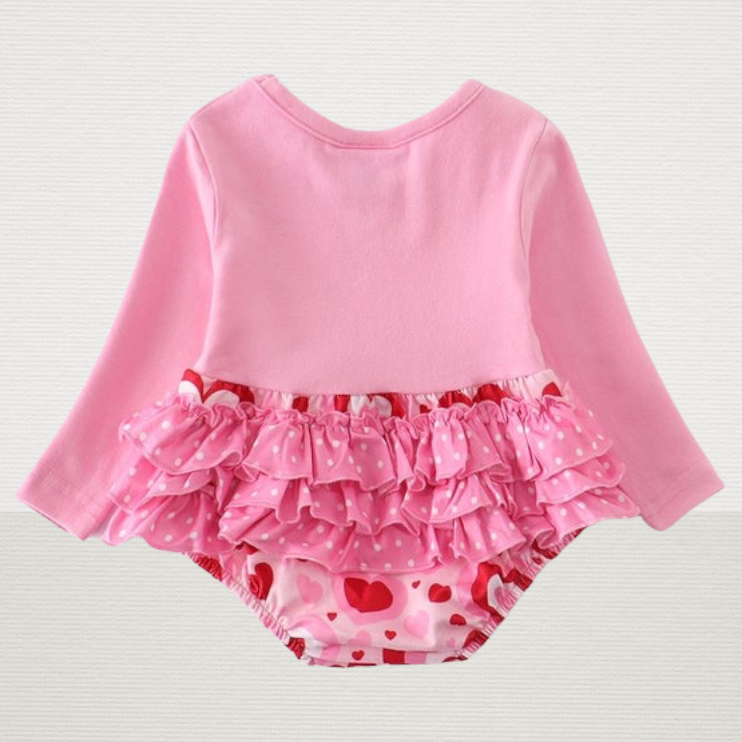 Pink Heart Ruffle Bottom Romper