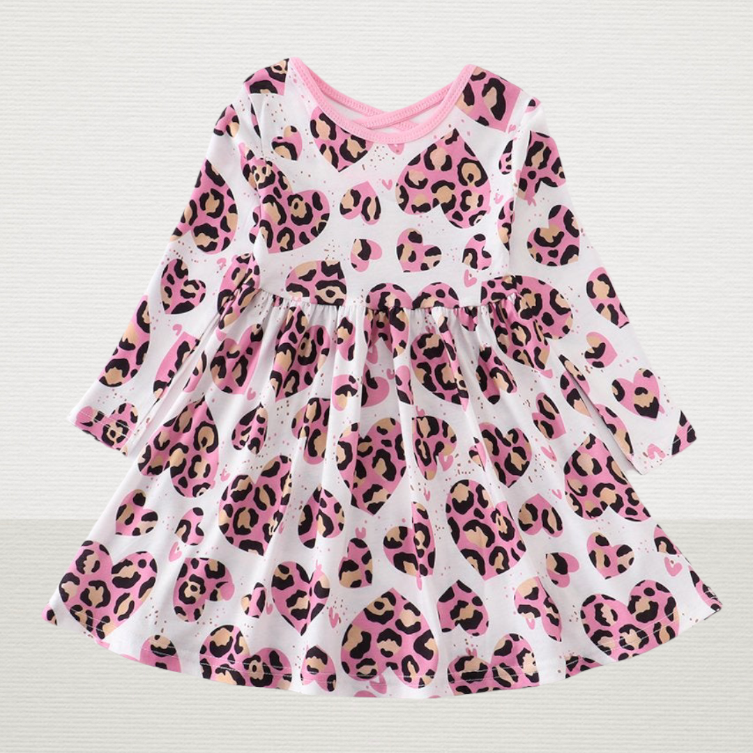 Leopard Hearts Twirl Dress