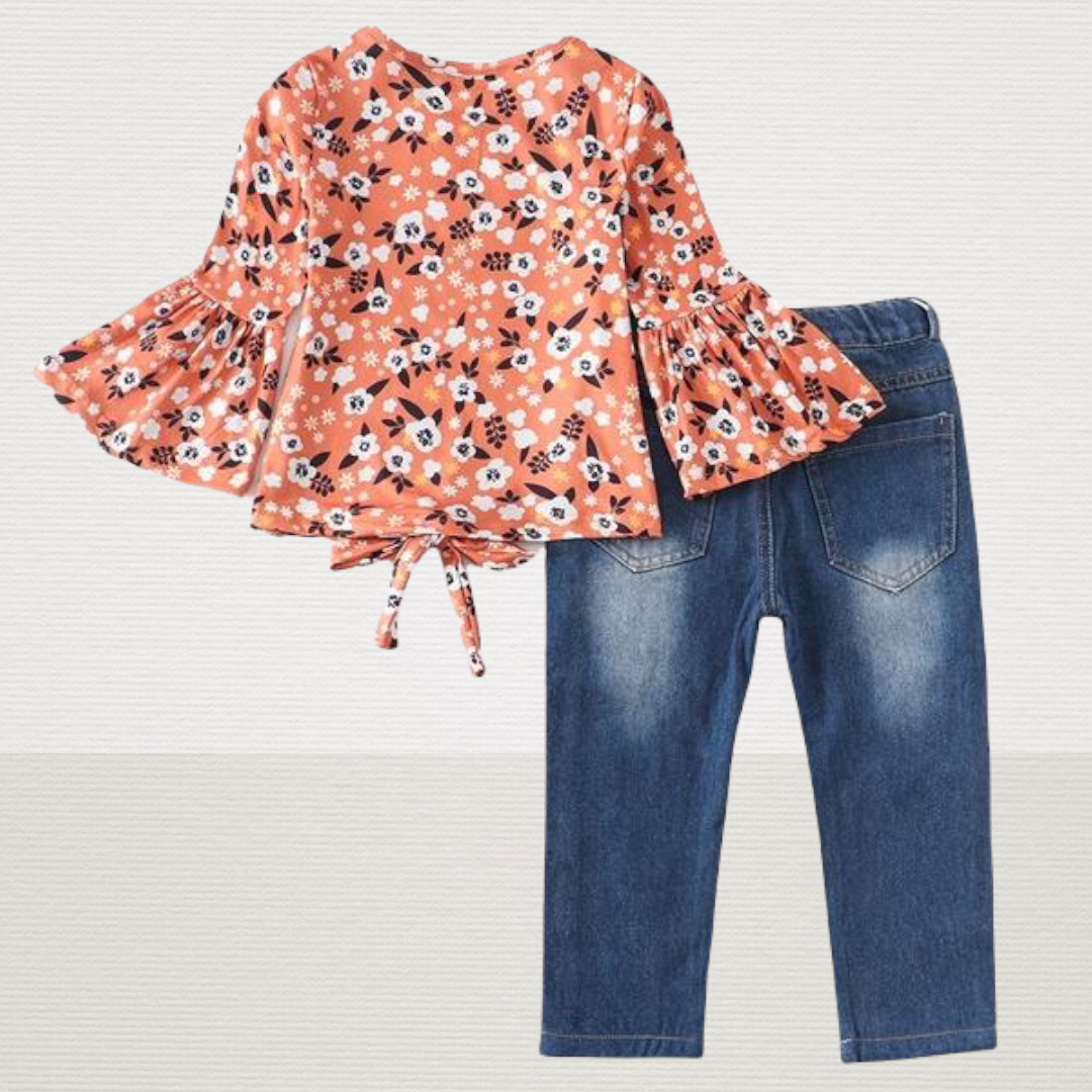 Coral Floral Denim Set